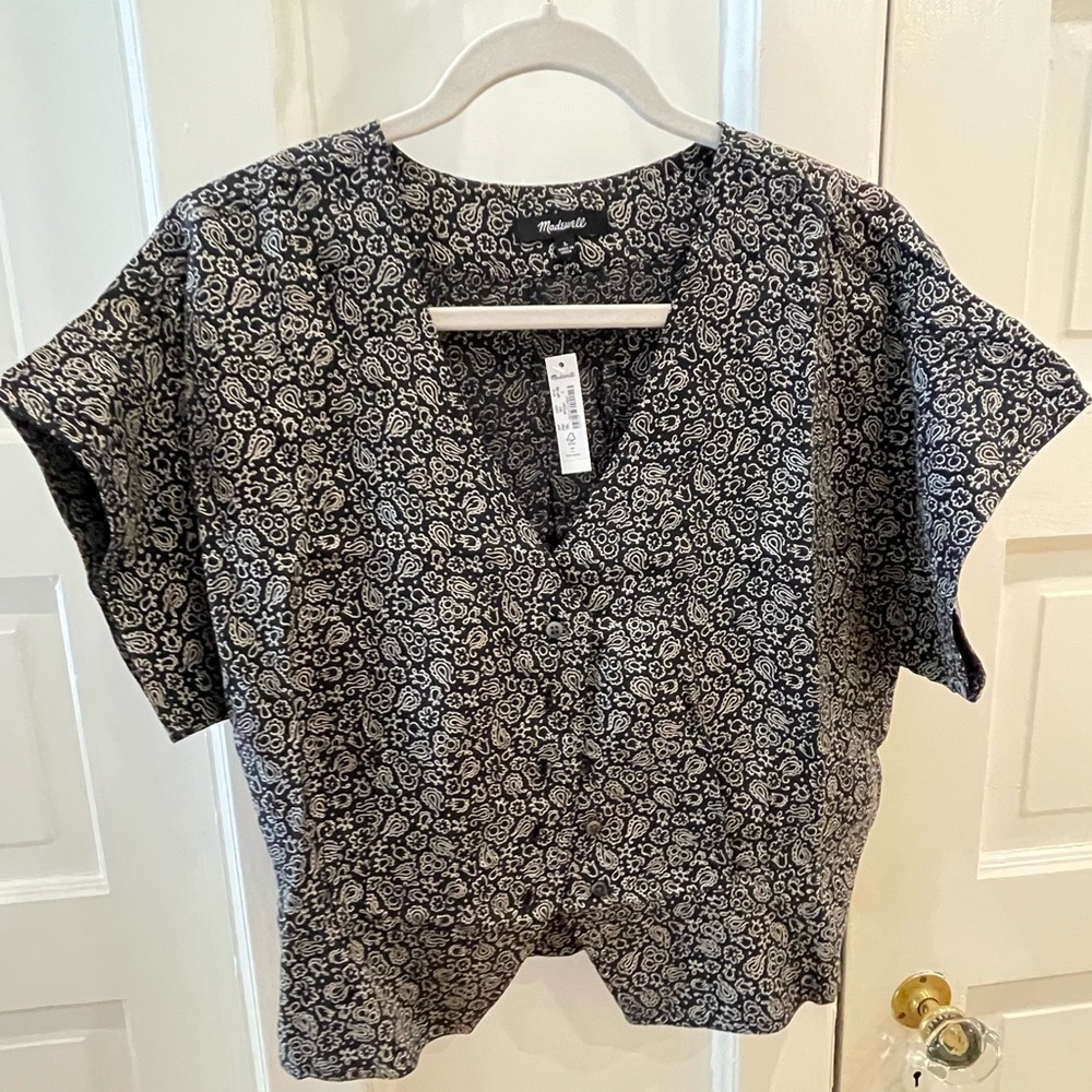 Madewell Pleated Short Sleeve Top